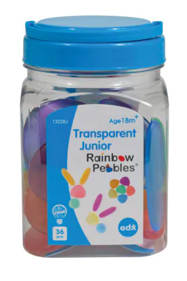 Transparent Junior Rainbow Pebbles - Assorted Colors, 36 pieces