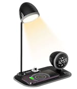 Wireless Charging Stands with Light & Bedside Clock, Black
