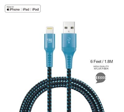 Apple MFi Certified Lightning USB Cable - Aqua, 6'