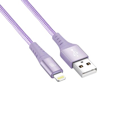 Apple MFI Certified Lightning to Braided Nylon USB Cable - 10', Lilac
