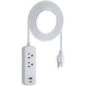 2 Outlet Surge Protectors,1 USB-C &1 USB-A - 5' Cable, White