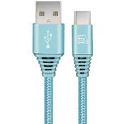 Braided Nylon USB-C Cable - 10', Baby Blue