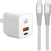 USB-PD 20W Wall Chargers with Apple MFi Certified Braided Lightning Cable - White, 6'