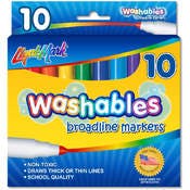 Washable Markers - 10 Colors, Broad Tip