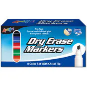 Dry Erase Markers - 8 Pack, Chisel Tip, Assorted