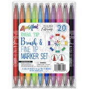 Hand Lettering Markers - 20 Count, Assorted Colors, Dual Tip