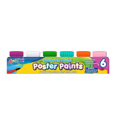 Pastel Poster Paint Set with Brush, 6 Colors