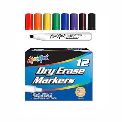 Chisel Tip Dry Erase Markers - Assorted Colors, Low Odor