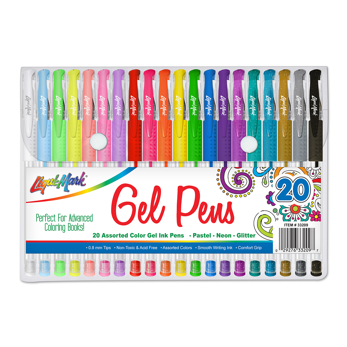 Wholesale Gel Pens - 20 Pack, Rubber Grip