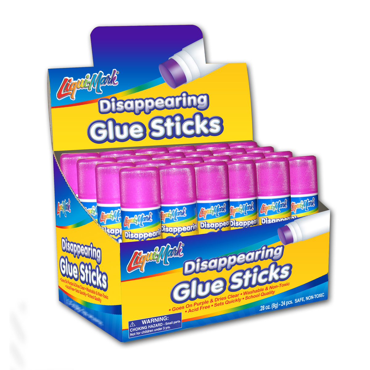 School Smart Glue Sticks, 0.28 Ounces, Purple and Dries Clear, Pack of 12
