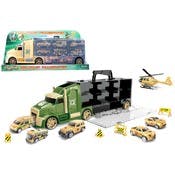 Military Truck Carrier Playsets - 6 Vehicles, Hauler
