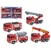 Friction Fire Rescue Trucks - 4 Pieces, Jumbo Size, 8.5"