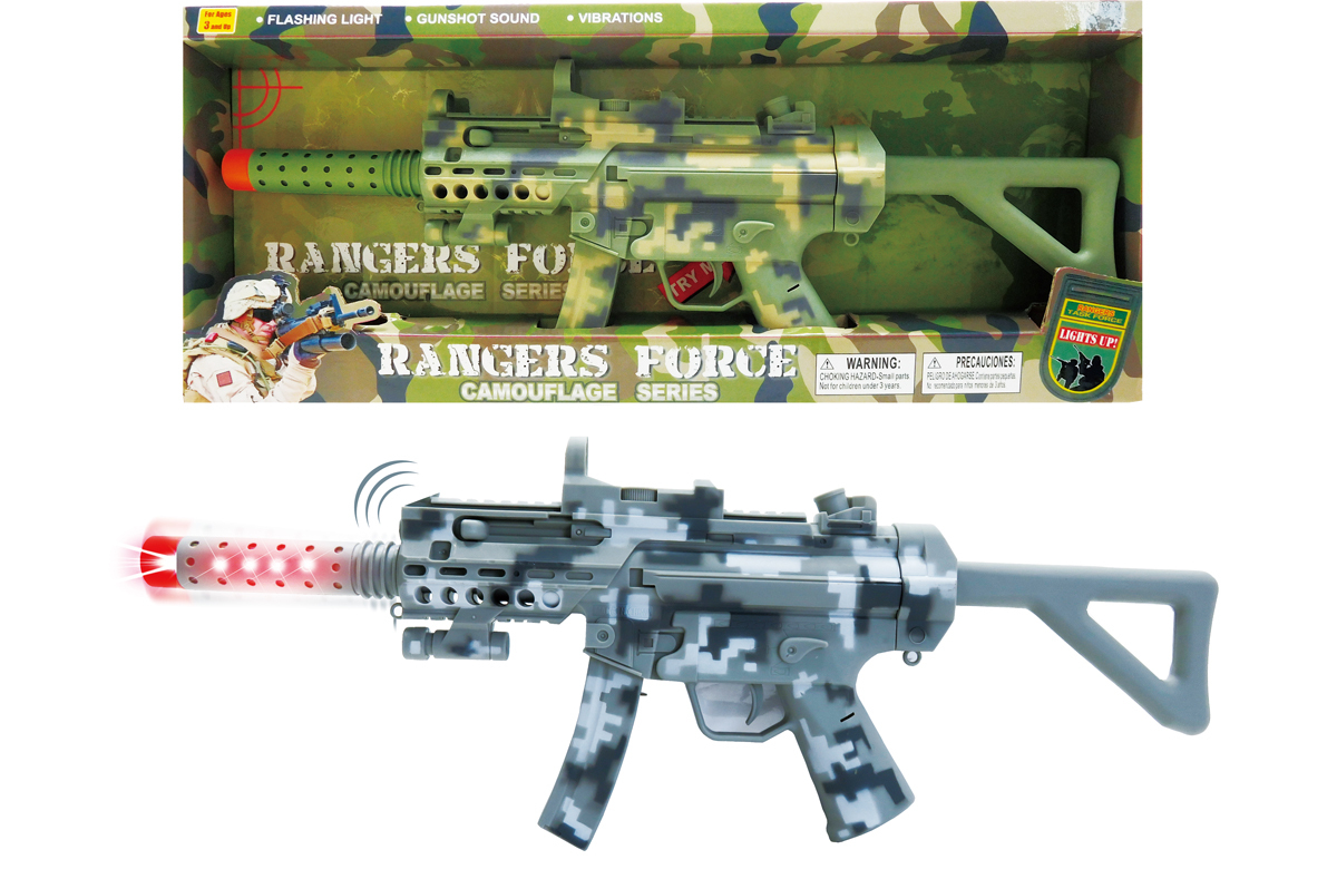 TOY M-16 Assault Rifle with Colored Flashing Lights Sound Vibration 