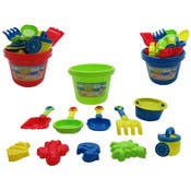 Sand Toy Playsets - Assorted Buckets, 12 Pieces, 9"