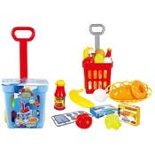 Play Shopping Baskets on Wheels - 12 Food Pieces