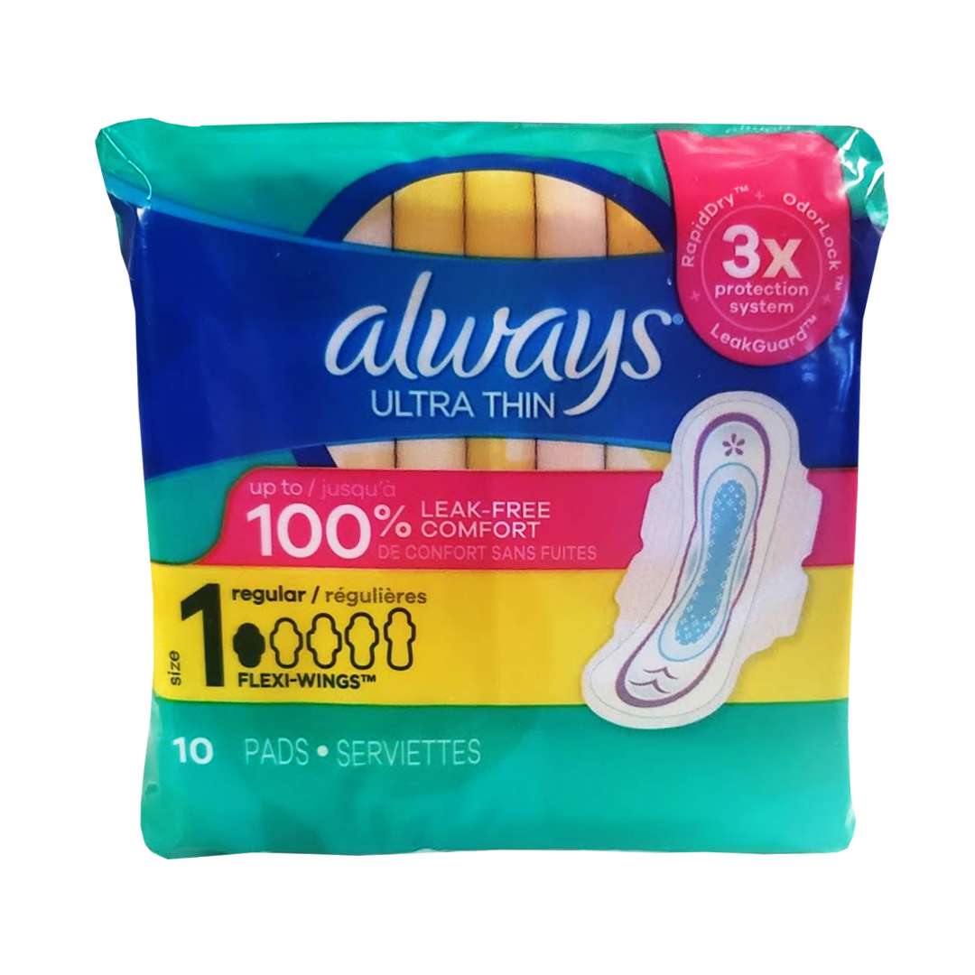 Bulk Always Ultra-Thin Maxi Pads with Wings, Wrapped - DollarDays