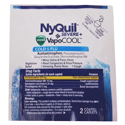 Vicks NyQuil Severe + VapoCOOL Cold Flu Packet - 2 Caplets