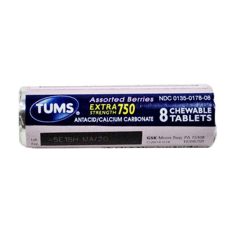 Tums® Extra Strength 750 Roll - 8 Count  Assorted Berries
