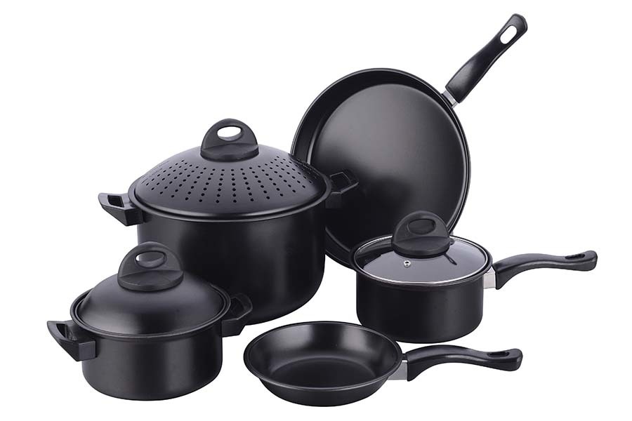 Wholesale 8Piece Carbon Steel Cookware Set Black DollarDays