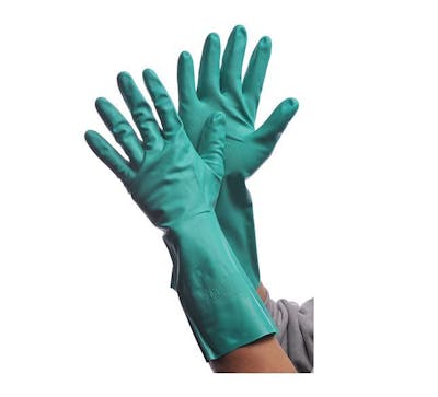 Flock Lined Nitrile Gloves - Green, XL