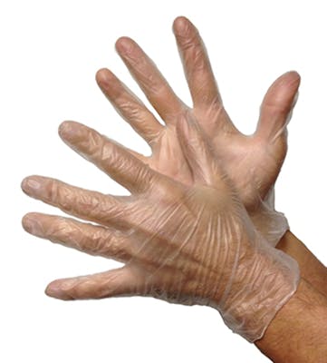 Medical Grade Vinyl Gloves - Clear, Large
