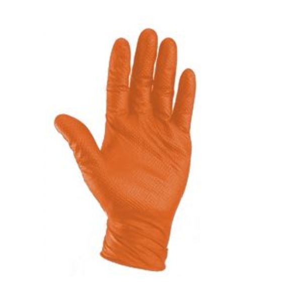 Wholesale Orange Nitrile Industrial Powder Free, Diamond Grip Gloves