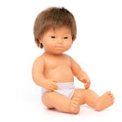 15" Down Syndrome Baby Boy Dolls - Light Brown Hair