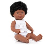 15" Baby Boy Dolls - Curly Hair, Brown Eyes