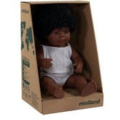 15" Baby Girl Dolls - Curly Black Hair, Brown Eyes