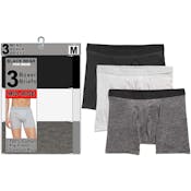 Men's 100% Cotton Mid-Rise Boxer Briefs, 3pk
