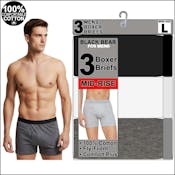 Men's Cotton Knit Boxer Briefs - Assorted, Large, 3 Pack