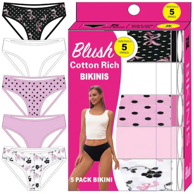 Women's Bikini Panties - Pink, 5 Pack, S-3X