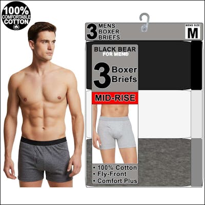Men's Cotton Boxer Briefs - Blue Mix, Medium, 3 Pack