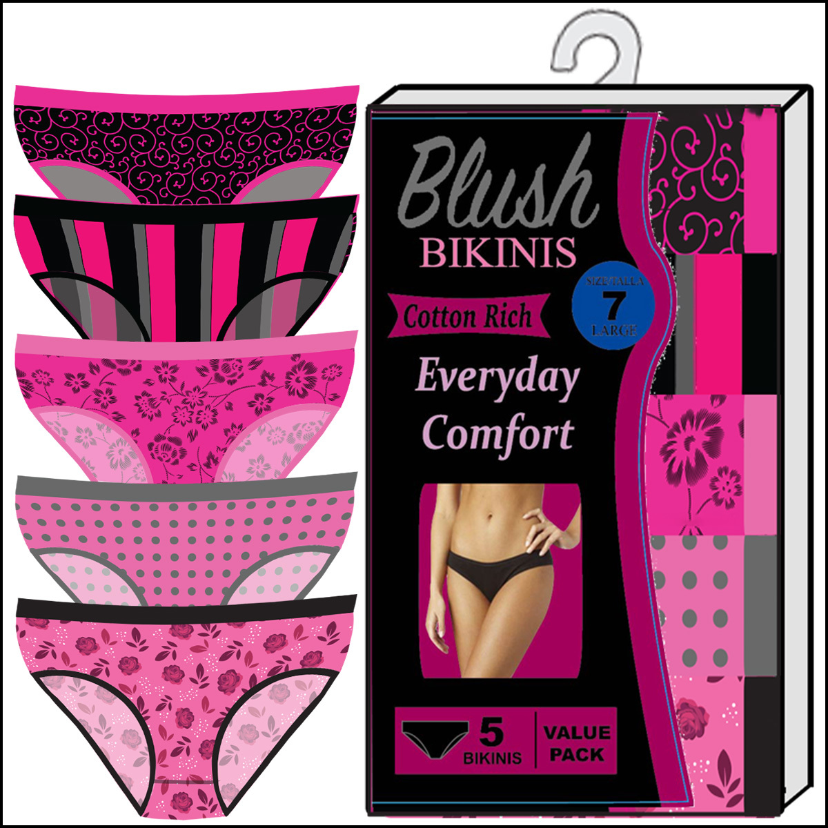 Bulk Women's Panties, Bikini, Assorted Patterns, S-3X