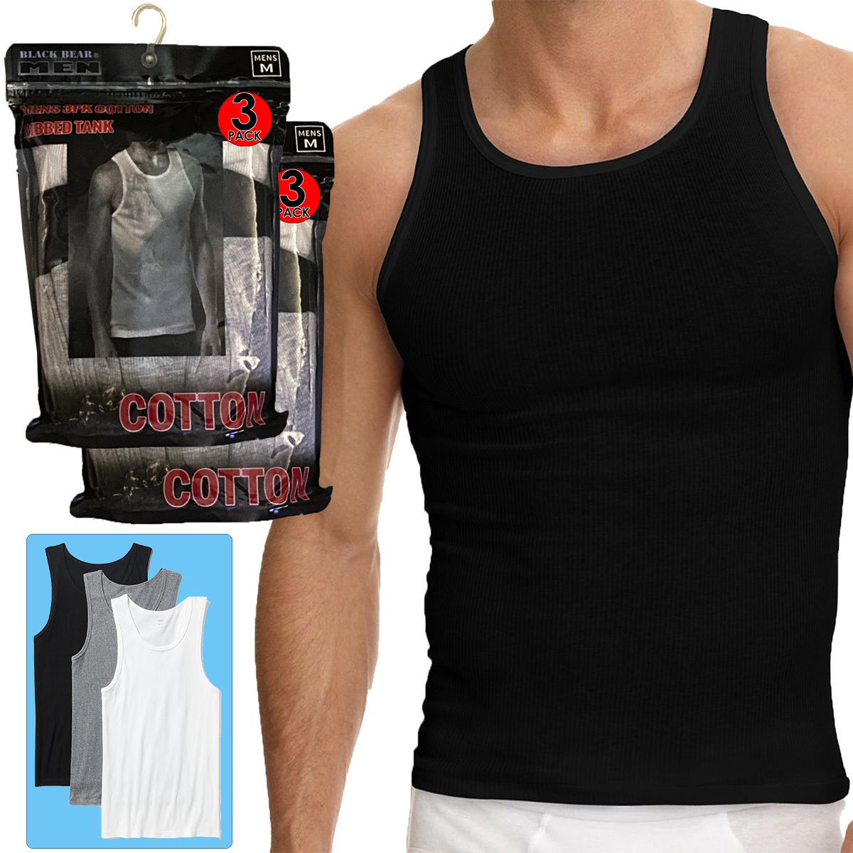 Wholesale Men's Cotton Ribbed A-Shirts 