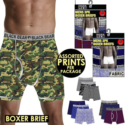 Men's Cotton Knit Boxer Briefs - Medium, Printed, 3 Pack