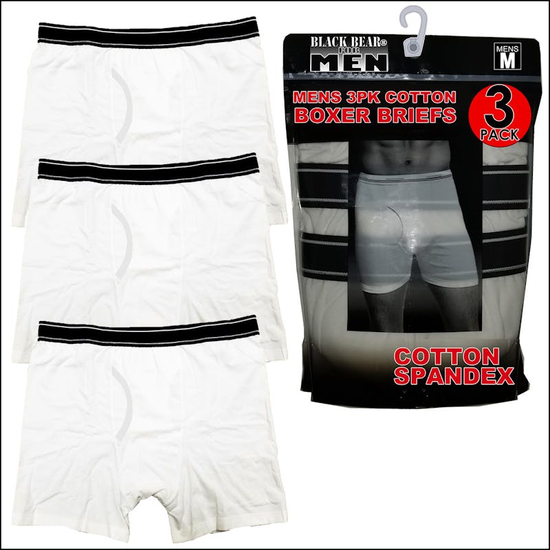 Black Bear Cotton Knit Boxer Briefs - White  Medium  3 Pack
