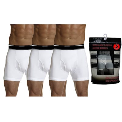 Men's Cotton Knit Boxer Briefs - White, Medium, 3 Pack