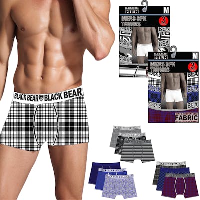 Men's Trunks - 2X, Assorted Patterns &amp; Solids, 3 Pack