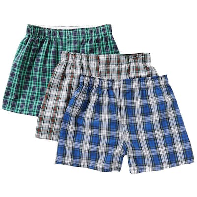 Men's Woven Boxer Shorts - Small, Plaid, 3 Pack