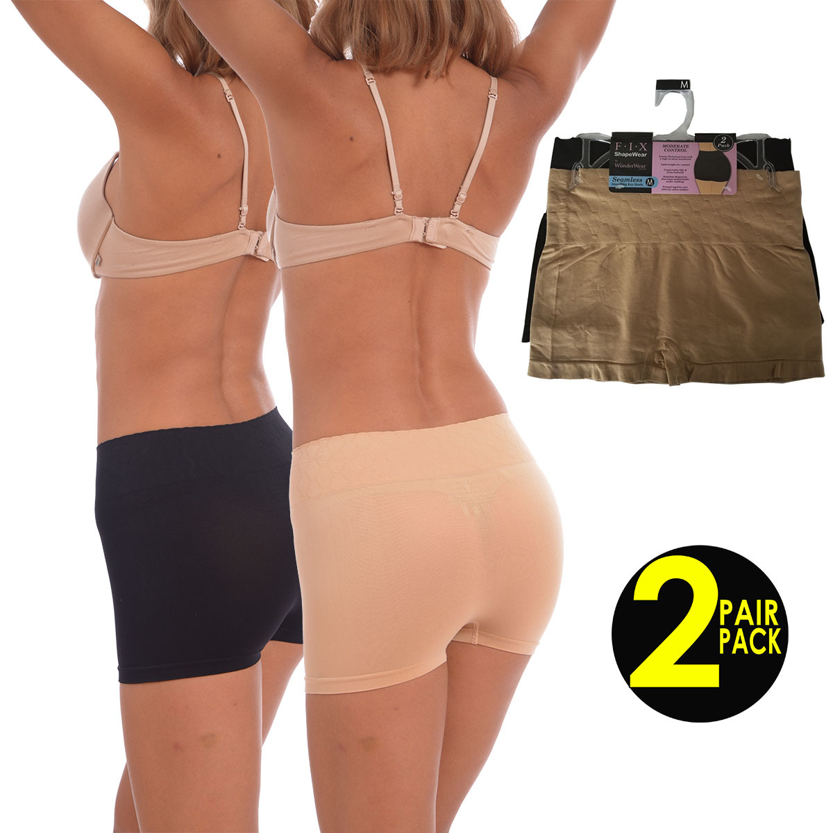 Wholesale Women's 2PK Seamless Shapewear Boy Shorts (SKU 2348883