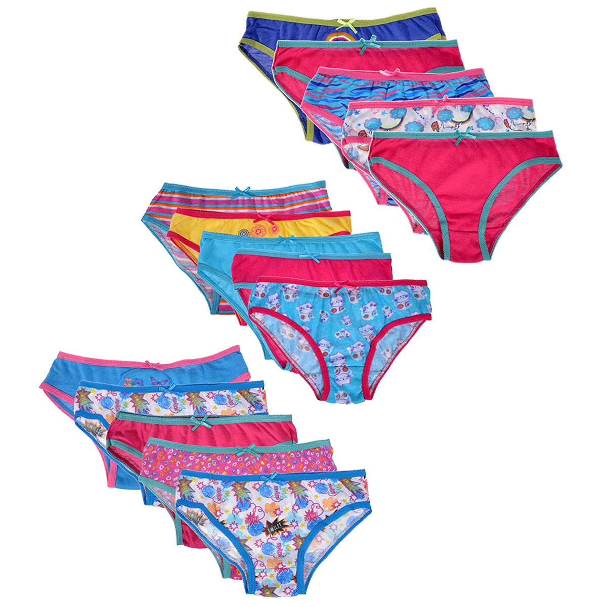 Wholesale Girls' Cotton Printed Panties - 5 pack - size 14