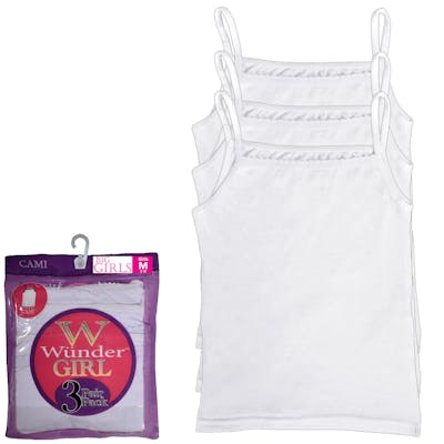 Girls' Cotton Camisoles - White, Medium, 3 Pack