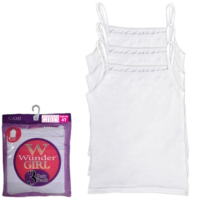 Toddler Girls' Camisoles - White, 4T, 3 Pack