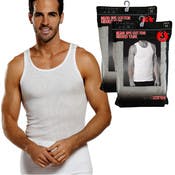 Men's Cotton Shirts - White, Large, Ribbed, 3 Pack