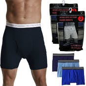 Men's Cotton Boxer Briefs - XL, Assorted Blues, 3 Pack