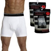 Men's Cotton Knit Boxer Briefs - White, XL, 3 Pack