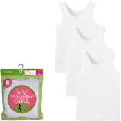 Girls' Cotton Tank Tops - White, Large, 3 Pack