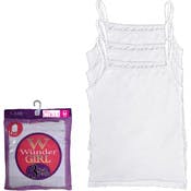 Girls' Cotton Camisoles - White, Medium, 3 Pack