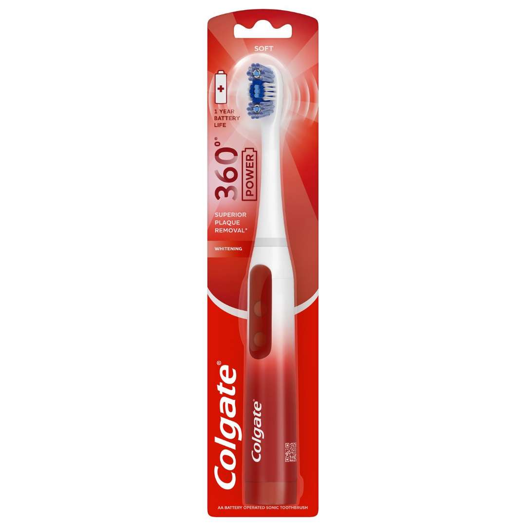 Colgate 360 Power Whitening Toothbrush, Battery Operated - Soft